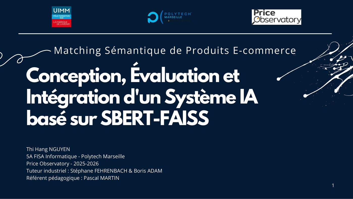 Page de titre : Conception, Évaluation et Intégration d'un Système IA basé sur SBERT-FAISS